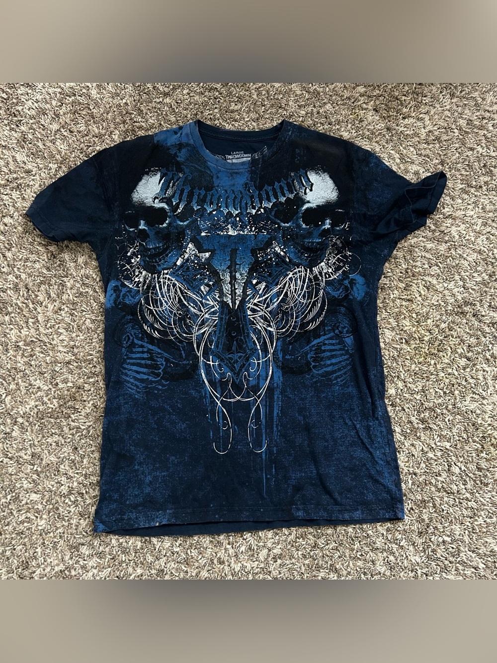 Men's Dark Blue Skull Graphic Short Sleeve Tee